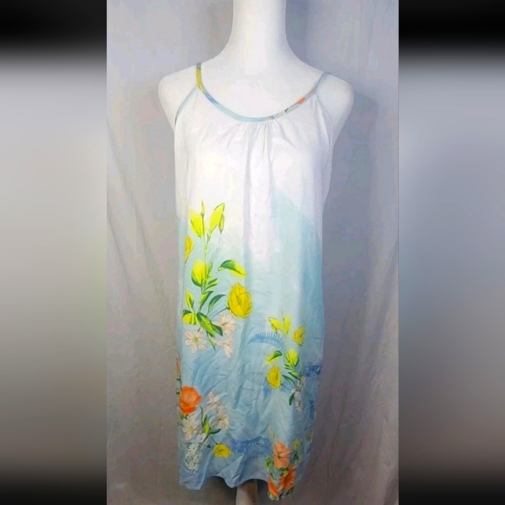 FARM Rio Light Blue Floral Backless Dress